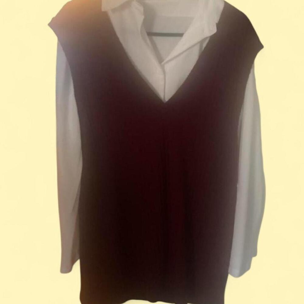 Burgundy sweater vest dress with